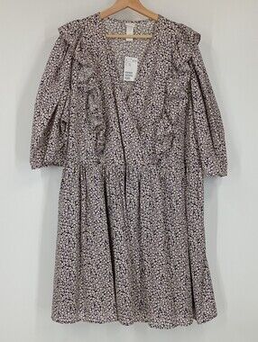 H&M Floral Ruffle Surplice Dress